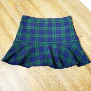 NWT Vineyard Vines Skirt Womens Size 0 Green Blue Plaid Mid Length MSRP $138